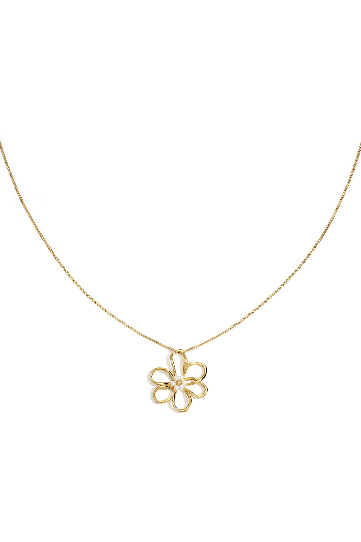 Stainless Steel Long Necklaces Flower Casual Daily Simple Series Women's jewelry