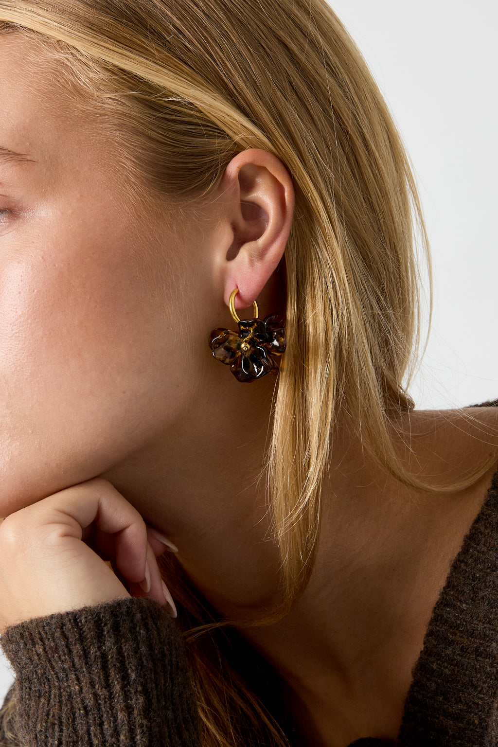 Stainless Steel Stud Earrings Flower Simple Daily Simple Series Women's jewelry