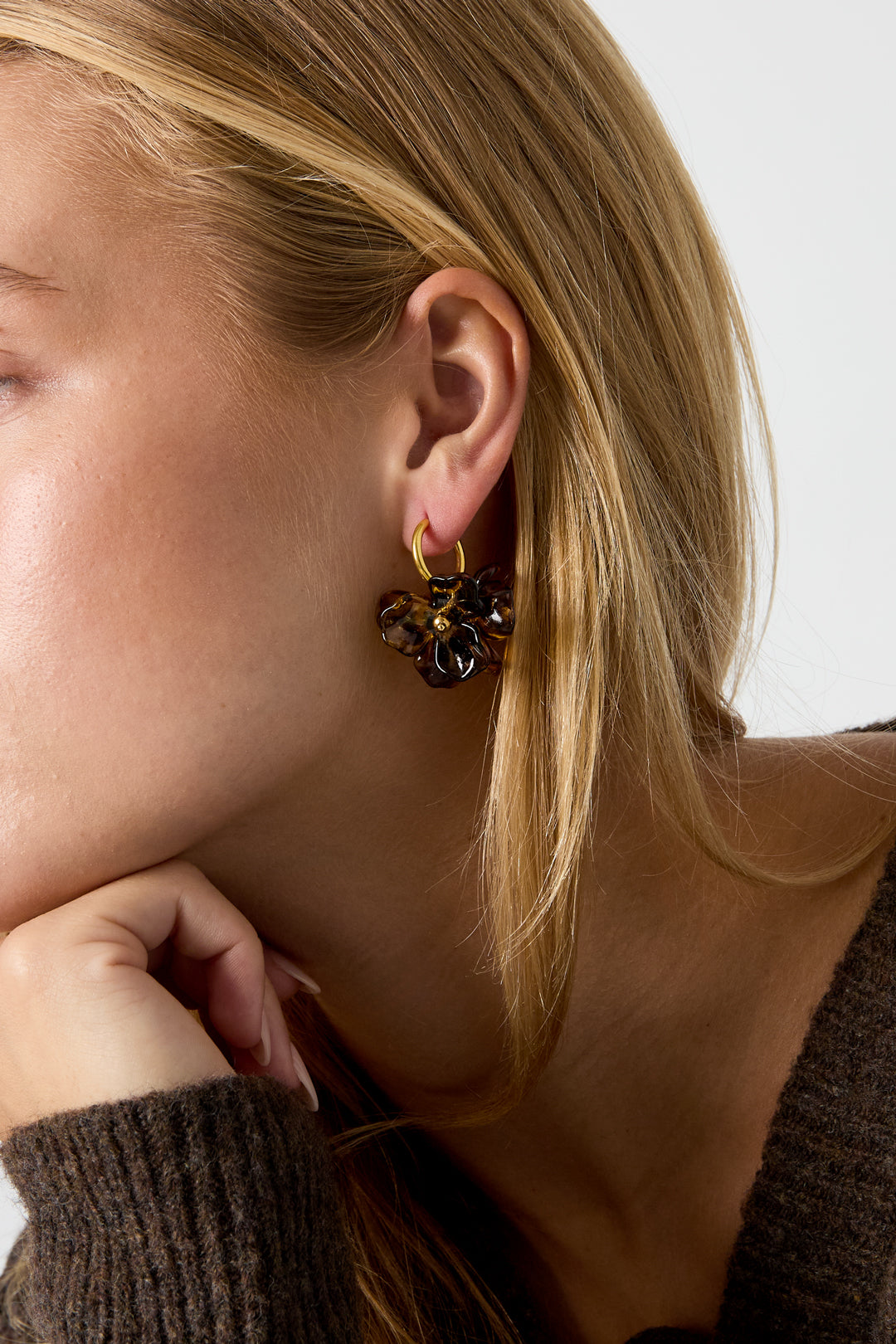 Stainless Steel Stud Earrings Flower Simple Daily Simple Series Women's jewelry
