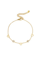 bracelet with heart and diamond charms