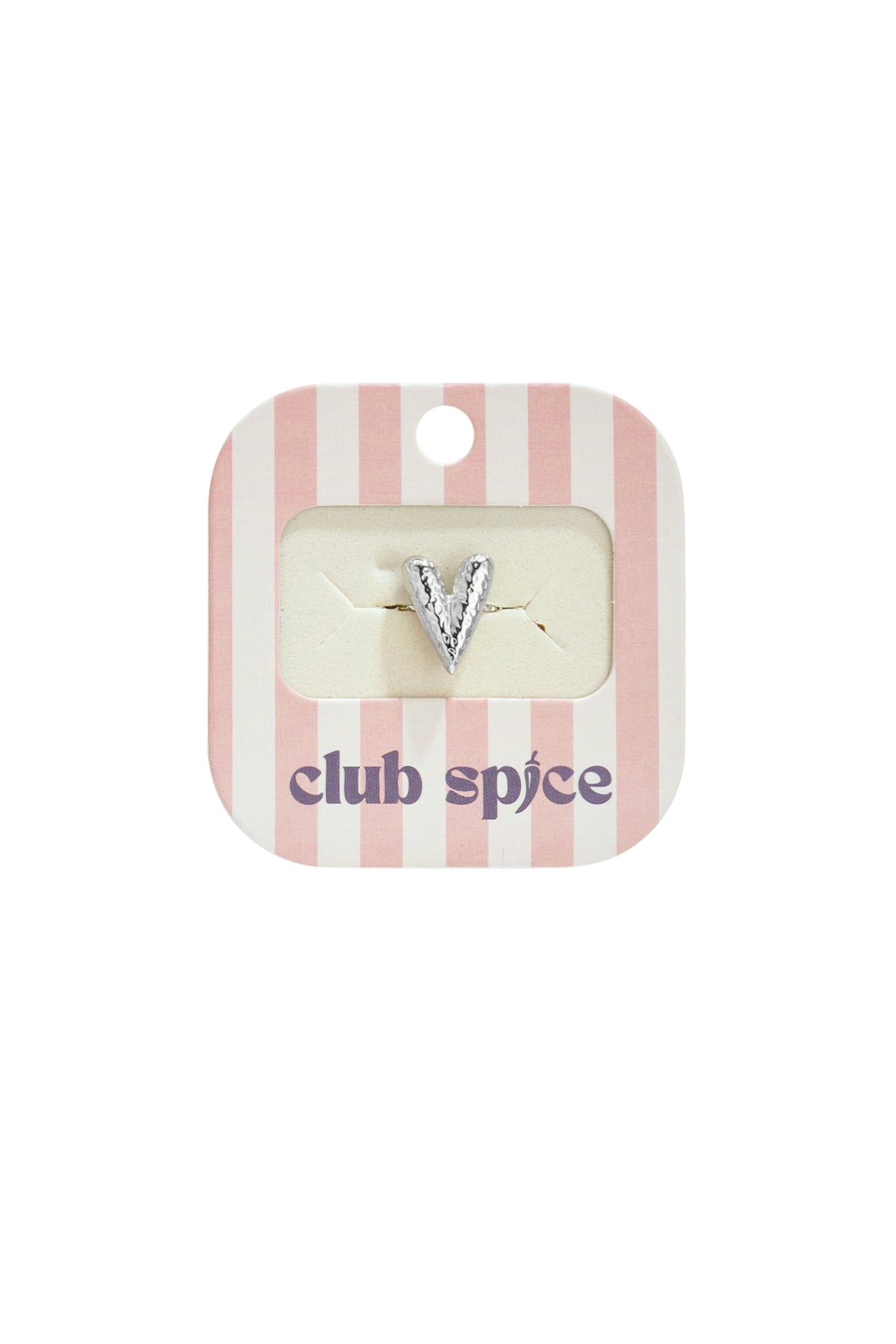 Ring with hammered structure heart