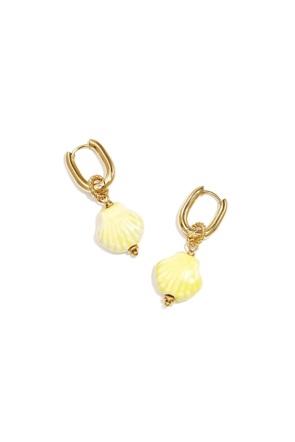 Squoval earrings with dangling shell