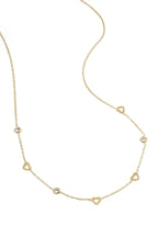Necklace with heart and diamond charms - stainless steel