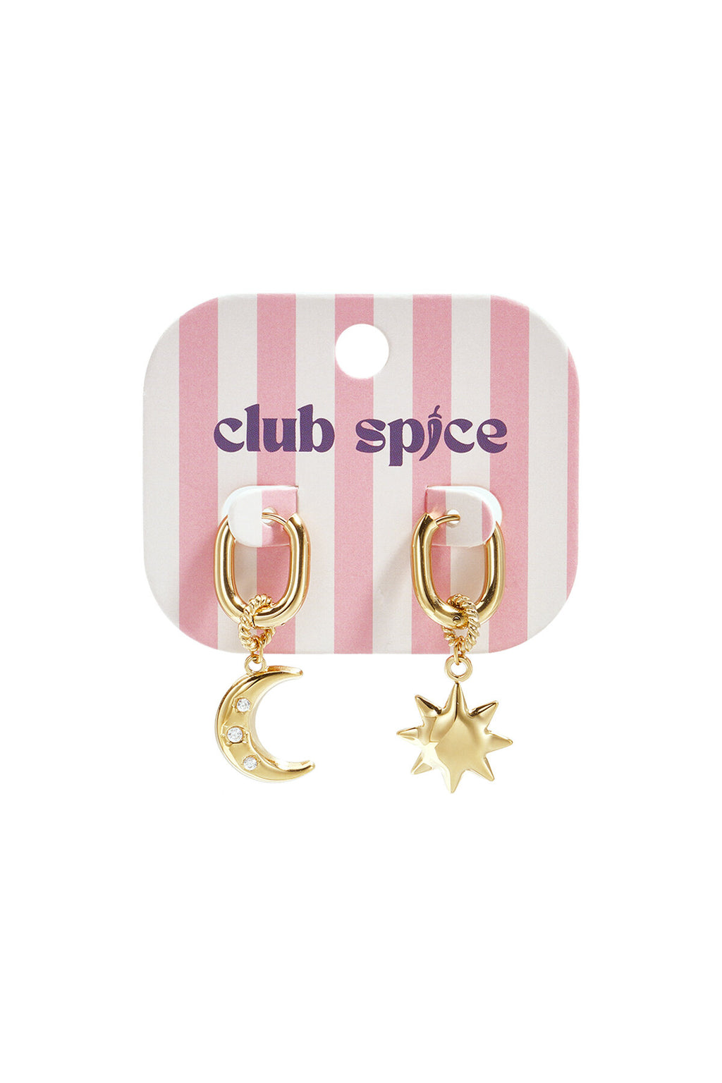 Squoval earrings with moon and star
