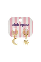 Squoval earrings with moon and star