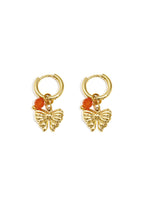 Earrings with hanging bow charm and bead