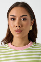 Statement earrings sparkling coin with heart