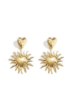 Heart earrings with hanging sun