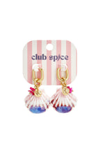 Earrings with large shell and bead charms