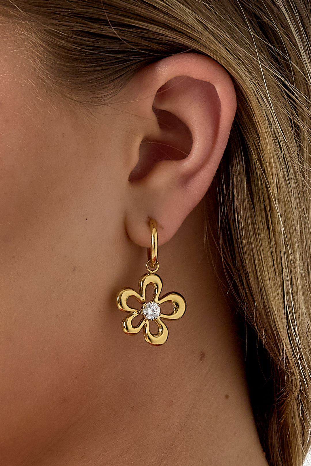 Stainless Steel Drop Earrings Flower Simple Daily Simple Series Women's jewelry